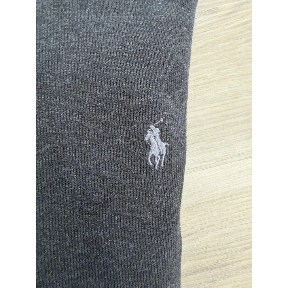 Polo Ralph Lauren Men L 100% Cotton Knit 1/4 Zip Mock Neck Sweater Gray Preppy